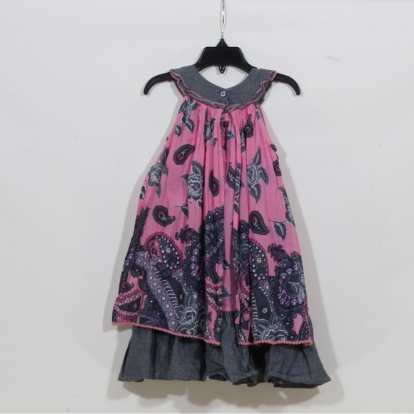 Cutey Couture Pink & Grey Sleeveless Dress with Split Overskirt Size 4/5 Years - Picture 3 of 3